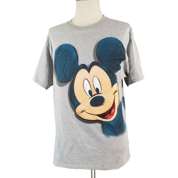 Disney Mickey Mouse shirt men's large gray double side cotton Catroon drawing - Picture 1 of 10